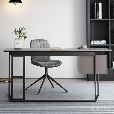 HKFZ 巖板書桌辦公桌現代簡約家用寫字檯書房電腦桌帶抽屜意式輕奢極簡
