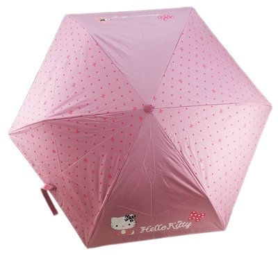 【卡漫迷】 Hello Kitty 掛勾手把 三折傘 粉點點 ㊣版 摺疊 雨傘 有把手 三折傘 凱蒂貓 輕便 抗UV