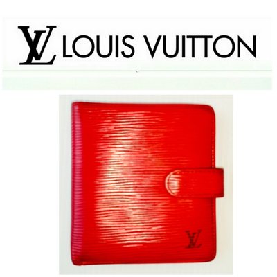 LV 紅色對摺皮夾 5卡夾 EPI 短夾 Louise Vuitton 發財夾 零錢包$528 1元起標  有BV