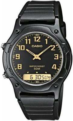 【CASIO 專賣】AW-49HE-1B 雙顯錶 中性錶 流線型圓弧 防水 橡膠錶帶 AW-49HE