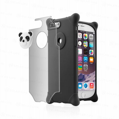 iPhone 8 Plus/7 Plus手機殼泡泡保護套-貓熊.可愛造型四角防撞耐摔矽膠手機殼指扣環手機保護套手機軟殼