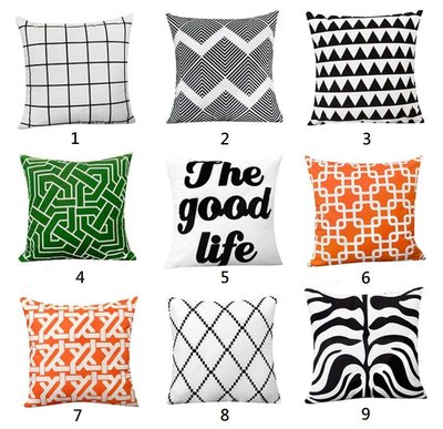 C - R - A - Z - Y - T - O - W　線條橘色綠色黑白幾何圖案沙發靠枕客廳抱枕樣品屋軟包咖啡館靠枕