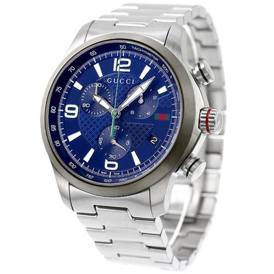 GUCCI  古馳 YA126288 手錶 46mm 海軍藍面盤 藍寶石鏡面 不鏽鋼錶帶 男錶