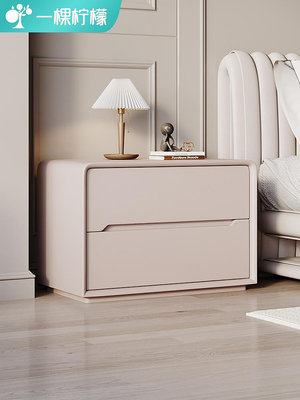 實木床頭櫃簡約現代床邊櫃輕奢高級感家用臥室小型床頭收納儲物櫃~大麥小鋪