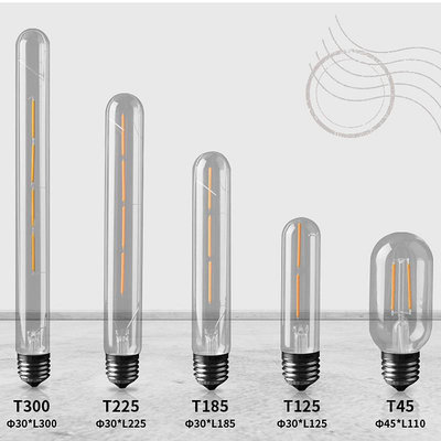 長條形燈泡愛迪生LED復古燈T45T125 T300暖光E27創意咖啡廳仿鎢絲