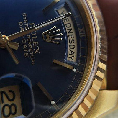 【風華絕戴】ROLEX 勞力士 18238 18K 原裝DAY-DATE 錶頭 全新藍紫色面盤及針組 勞服二年保固到2025.5.25(歡迎交流其他勞力士錶款)