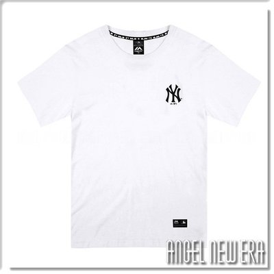 【ANGEL NEW ERA】Majestic MLB NY 紐約 洋基 短T 背後幾何Logo 象牙白 情侶款 潮流