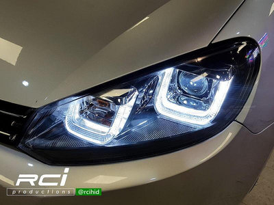 RC HID LED專賣店 福斯 VW GOLF6 6代 類 GOLF7 U型日行燈 遠近魚眼大燈組 含馬達 台灣製