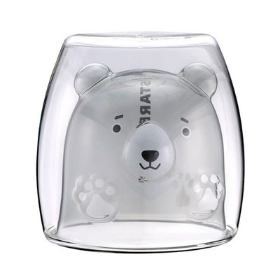 星巴克 黑熊造型雙層玻璃杯 250ml