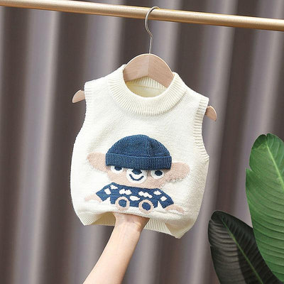 【小點點】嬰兒馬甲男童寶寶無袖兒童毛衣外穿春秋上衣女童打底圓領背心針織 YFS2