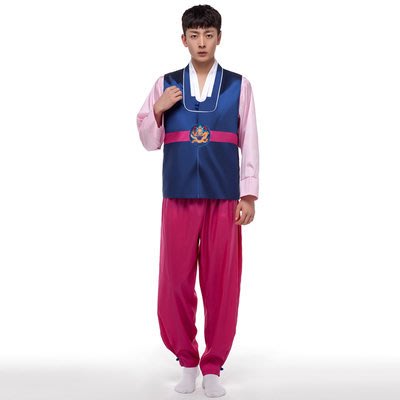 高雄艾蜜莉戲劇服裝表演服*韓服*傳統朝鮮男士韓服-深藍色款-購買價$1200元/出租價$400元