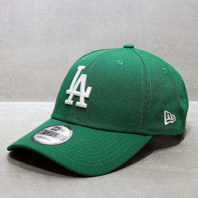 帽子女鴨舌帽MLB棒球帽硬頂經典款大標LA帽子綠色顯白UU代購#