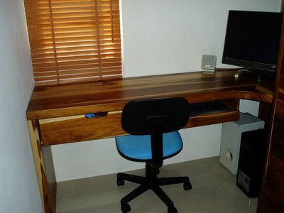 【原味手工家具】L型柚木電腦書桌-台南 原木 家具