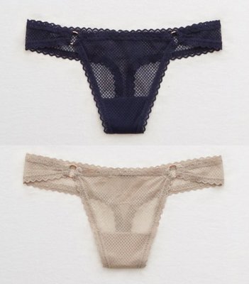 【♥美國派♥】(XS/S/M號) aerie 網紋 扣環 透明 性感 丁字褲 小褲 內褲