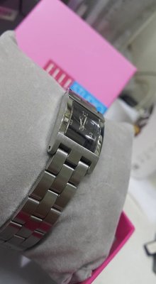 [永達利鐘錶 ] ELLE 方形 銀殼黑面 簡約刻度 鍊帶女錶/ EL010LWRI/ 20mm