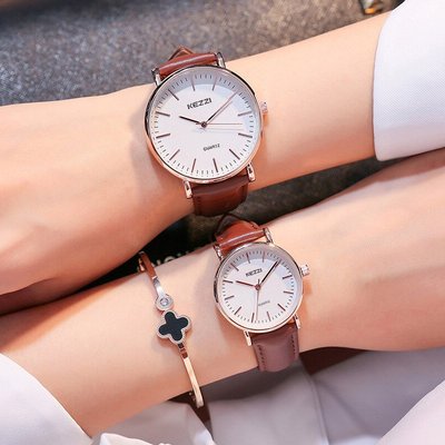 新款手錶女 百搭手錶女香港KEZZI珂紫新款時尚石英情侶手錶 簡約錶盤休閑風格一對學生錶