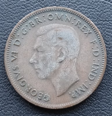 澳大利亞  1943年  喬治6世   1/2便士   銅幣   1118