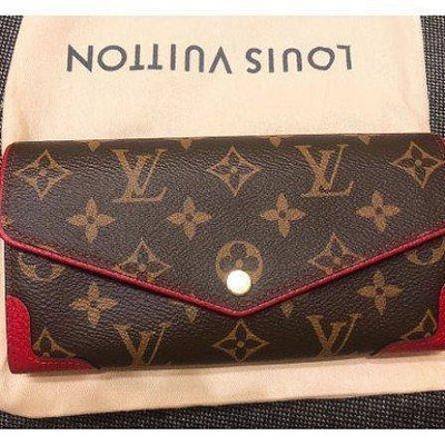 LV LOUIS VUITTON 路易威登 M61184 Sarah Retiro 櫻桃紅 釦式 長夾 錢包