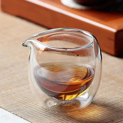 專業沖壓雙層杯耐熱玻璃茶具茶道雙層隔熱公道杯分茶器雙層茶海