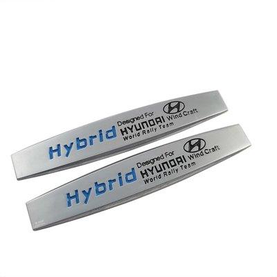HYUNDAI 2 X Metal HYBRID 現代徽標汽車側擋泥板後裝飾標誌徽章貼花貼紙, 用於現代-飛馬汽車