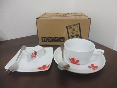 香港航空 商務艙 咖啡杯 餐具組 湯匙 叉子 糖罐 胡椒罐 盤子 杯子