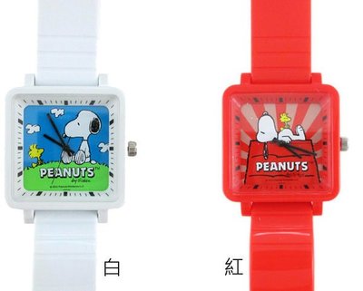 【卡漫迷】 史奴比 果凍錶 二款選一 ㊣版 日版 手錶 史努比 女錶 男錶 Snoopy 卡通錶 紅 白 糊塗塔克 膠錶