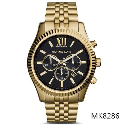 Michael Kors 男大錶盤腕錶MK手錶圓盤鋼帶羅馬字日曆男錶MK8280