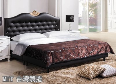 【生活家傢俱】SY-155-5A：溫妮莎5尺黑色皮雙人床【台中家具】床頭片+皮床底 法式宮廷風 歐式 台灣製造