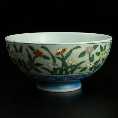 早期日本有田燒 聖山窯鄉間花朵陶瓷碗