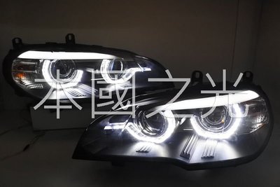 oo本國之光oo 全新 BMW 寶馬 09 08 10 E70 X5 LED U型黑框3D  雙魚眼 大燈 台灣製造