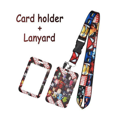 漫威手機掛繩 卡套持有者 Marvel Heroes 卡夾 帶頸掛繩 美國隊長卡通 ID 徽章保護套電話鑰匙扣帶