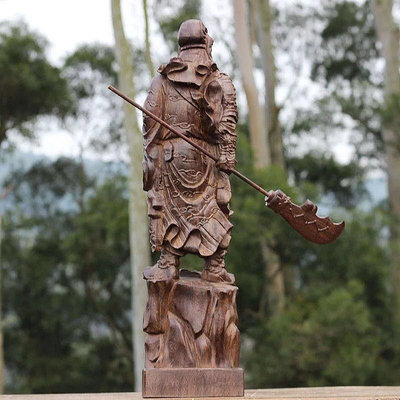 越南實木料雕刻沉香木木雕關公家居擺件木雕武木雕工藝品關羽