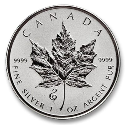 加拿大 紀念幣 2013 生肖楓葉紀念銀幣-蛇 原廠