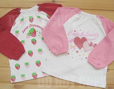 秋冬款成本出清☆╮100%純棉日本草莓女童長袖上衣90cm(全新) ╭☆Q-BABY 嬰童裝