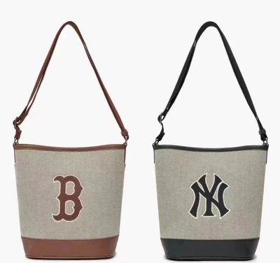 現貨熱銷-韓國MLB洋基隊水桶包托特包時尚大容量女包包單肩斜跨休閑手提包爆款