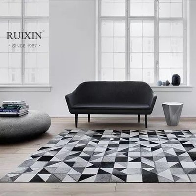 北歐現代簡約地毯ins風格客廳茶几沙發臥室床邊地毯純色幾何地毯