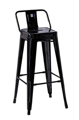 【生活家傢俱】JF-483-9：黑色加背高吧台椅【台中家具】鐵椅 工業風 防鏽噴漆 椅子 高腳椅 椅背