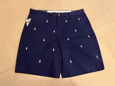蕾蕾美國代購 Polo Ralph Lauren 男刺繡滿版短褲 現貨深藍36