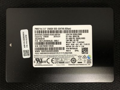 Samsung 三星 PM871b 256G SSD SATA 2.5吋 固態硬碟 中古出清