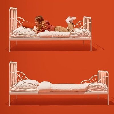 IKEA宜家MINNEN米隆可伸縮兒童床加寬床框防跌落加長女孩公主床