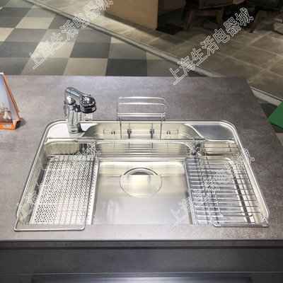 特賣-水槽 洗碗槽日本進口驪住LIXIL機能型3D壓花多功能304不銹鋼水槽W型長款/短款