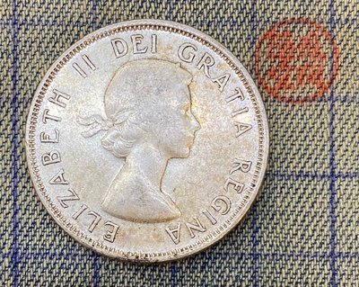 【隱逸空間】  加拿大    伊莉莎白二世   1955年   50 cent 銀幣   XF~