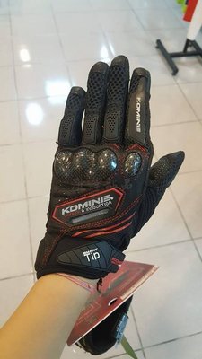 瀧澤部品 日本 KOMINE GK-167 防摔手套 黑紅 可觸控 碳纖維護具 GK167 夏季短手套 透氣 布手套