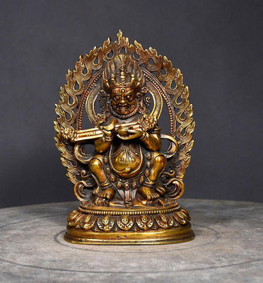 藏傳銅佛像·黑財神，大黑天，黑金剛財神佛像，胎體厚重，通體鎏35