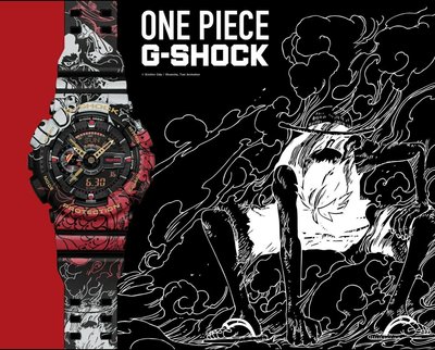 Casio G-SHOCK x One Piece 海賊王 聯名 紀念 手錶 GA-110-JOP 魯夫 航海王 雙顯 鐵盒 金屬元素 防水200M 黑紅色