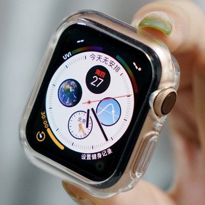 適用於Apple Watch 6保護殼 蘋果手表透明保護套 iWatch4/5代保護套 40/44mm 手表套半包硅胶套-現貨上新912