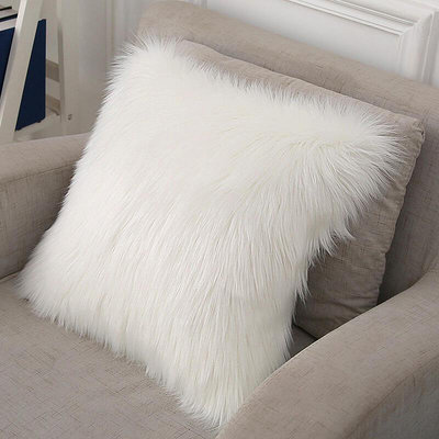 歐式長毛絨抱枕含芯羊毛靠墊套家用ins沙發床頭樣板房狐貍毛靠