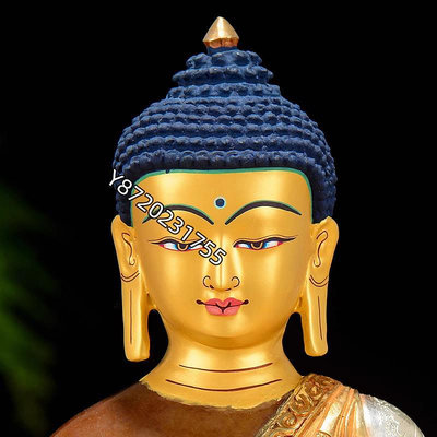 釋迦摩尼佛尼泊爾銅像紫銅鍍金鍍銀用品釋迦牟尼銅像10寸【功德坊】銅器 佛像 擺件