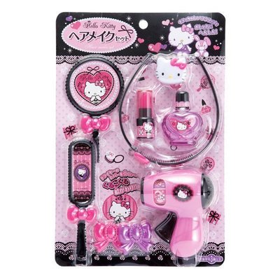 日本進口 凱蒂貓 HELLO KITTY 髮妝玩具組 吹風機 美髮 化妝 美妝玩具組 兒童玩具＊妮可寶貝＊