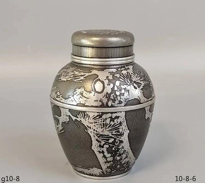 可議價-日本上錫錫半造 茶葉罐  茶筒 茶入   12.5厘米高大罐【店主收藏】41045